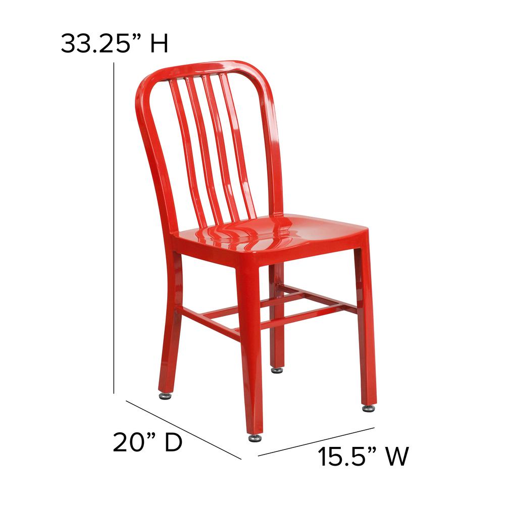 Commercial Grade Red Metal Indoor-Outdoor Chair. Picture 2