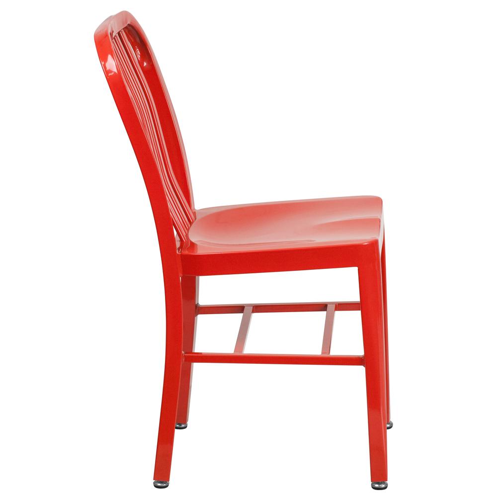 Commercial Grade Red Metal Indoor-Outdoor Chair. Picture 3
