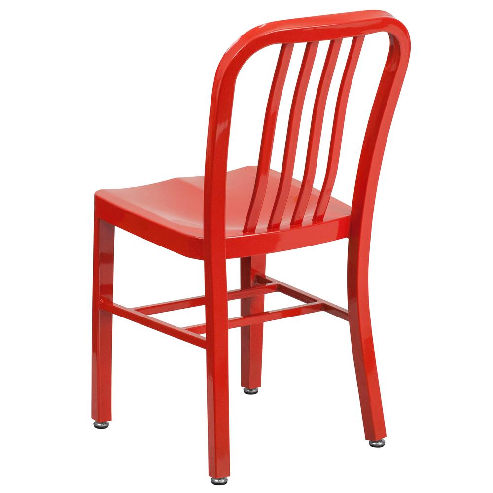 Commercial Grade Red Metal Indoor-Outdoor Chair. Picture 4