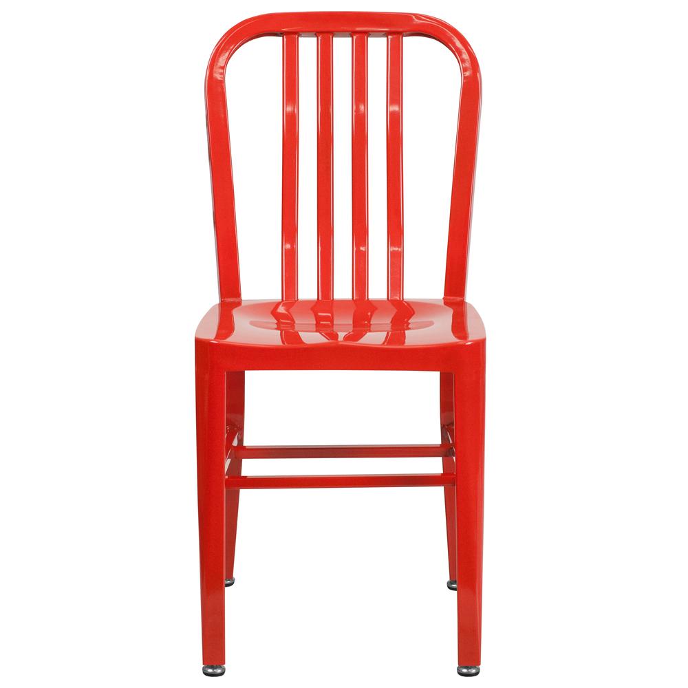 Commercial Grade Red Metal Indoor-Outdoor Chair. Picture 5