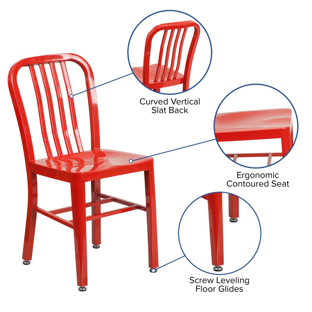 Commercial Grade Red Metal Indoor-Outdoor Chair. Picture 6