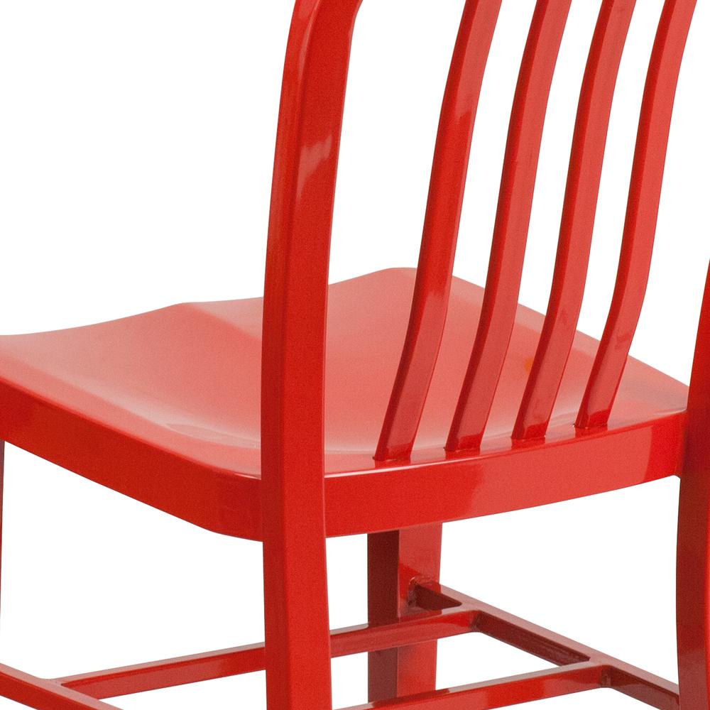 Commercial Grade Red Metal Indoor-Outdoor Chair. Picture 8