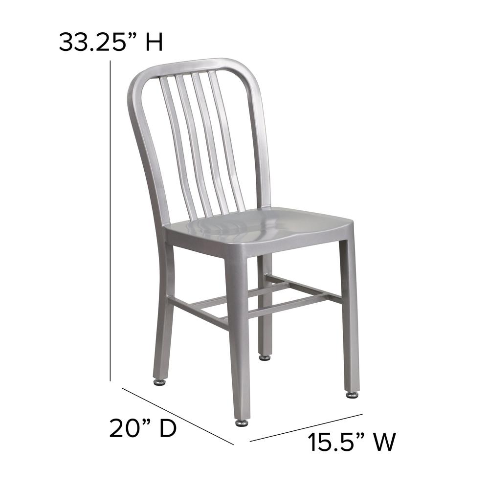 Commercial Grade Silver Metal Indoor-Outdoor Chair. Picture 2