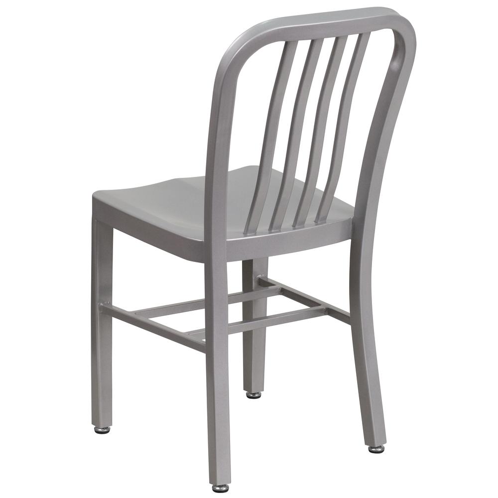 Commercial Grade Silver Metal Indoor-Outdoor Chair. Picture 4