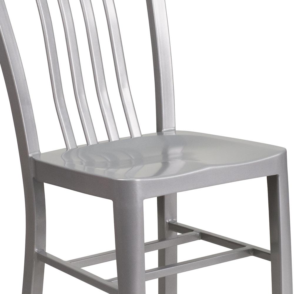 Commercial Grade Silver Metal Indoor-Outdoor Chair. Picture 7