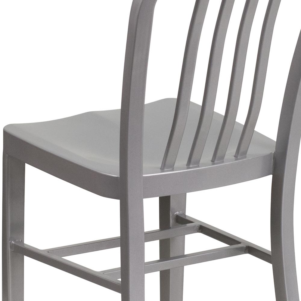 Commercial Grade Silver Metal Indoor-Outdoor Chair. Picture 8