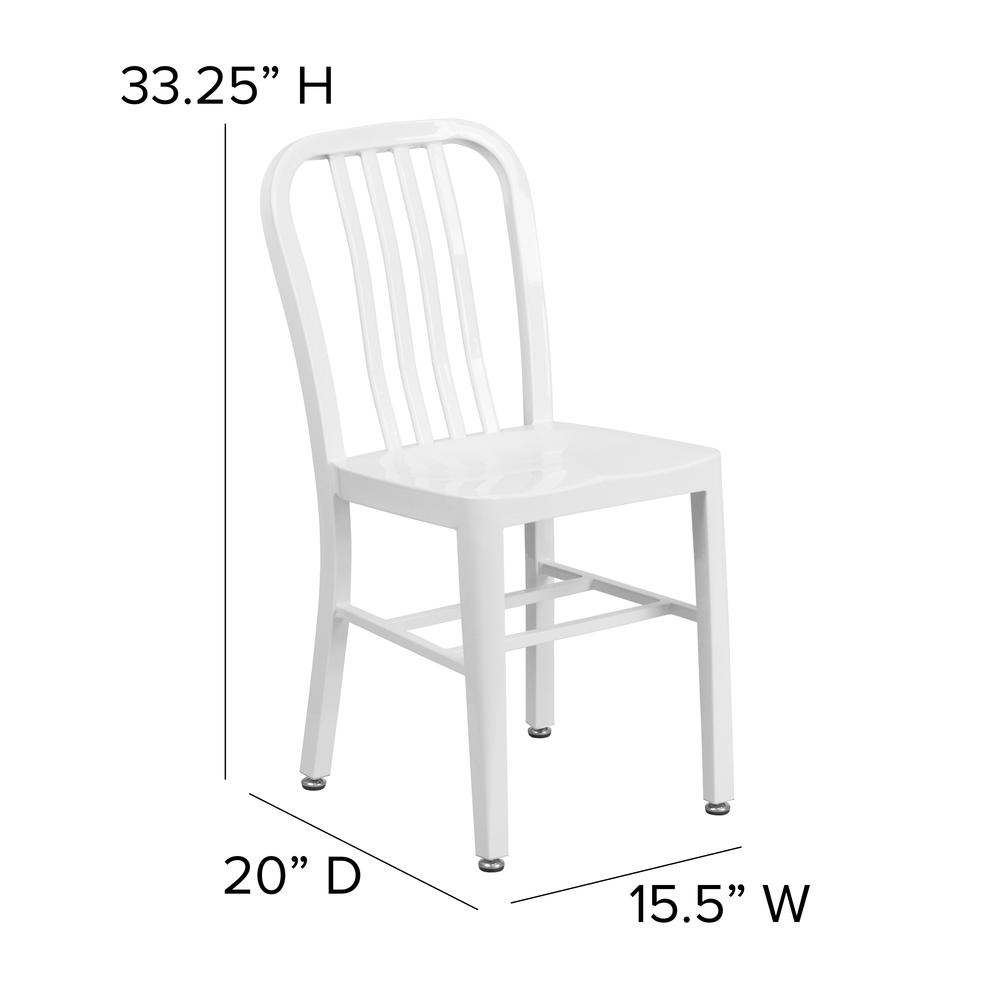 Commercial Grade White Metal Indoor-Outdoor Chair. Picture 2
