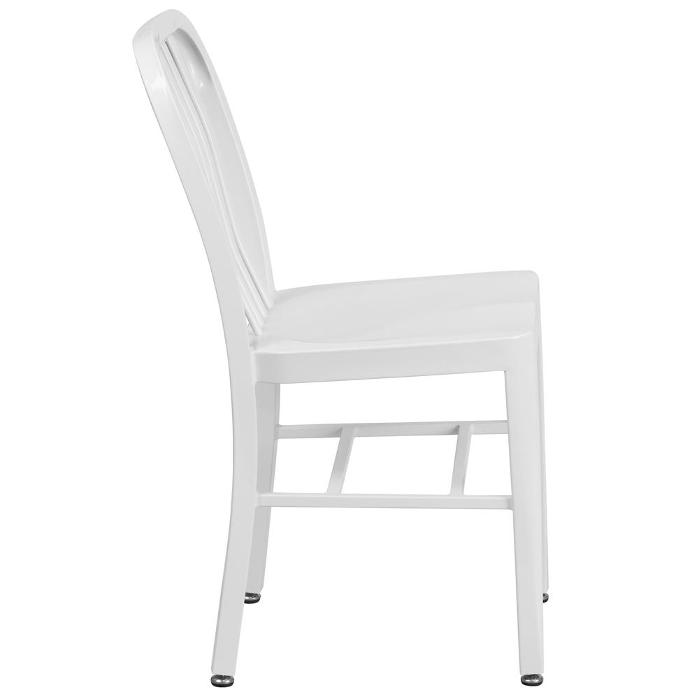 Commercial Grade White Metal Indoor-Outdoor Chair. Picture 3