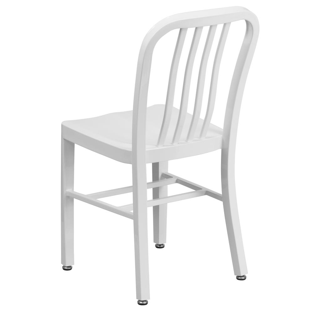 Commercial Grade White Metal Indoor-Outdoor Chair. Picture 4