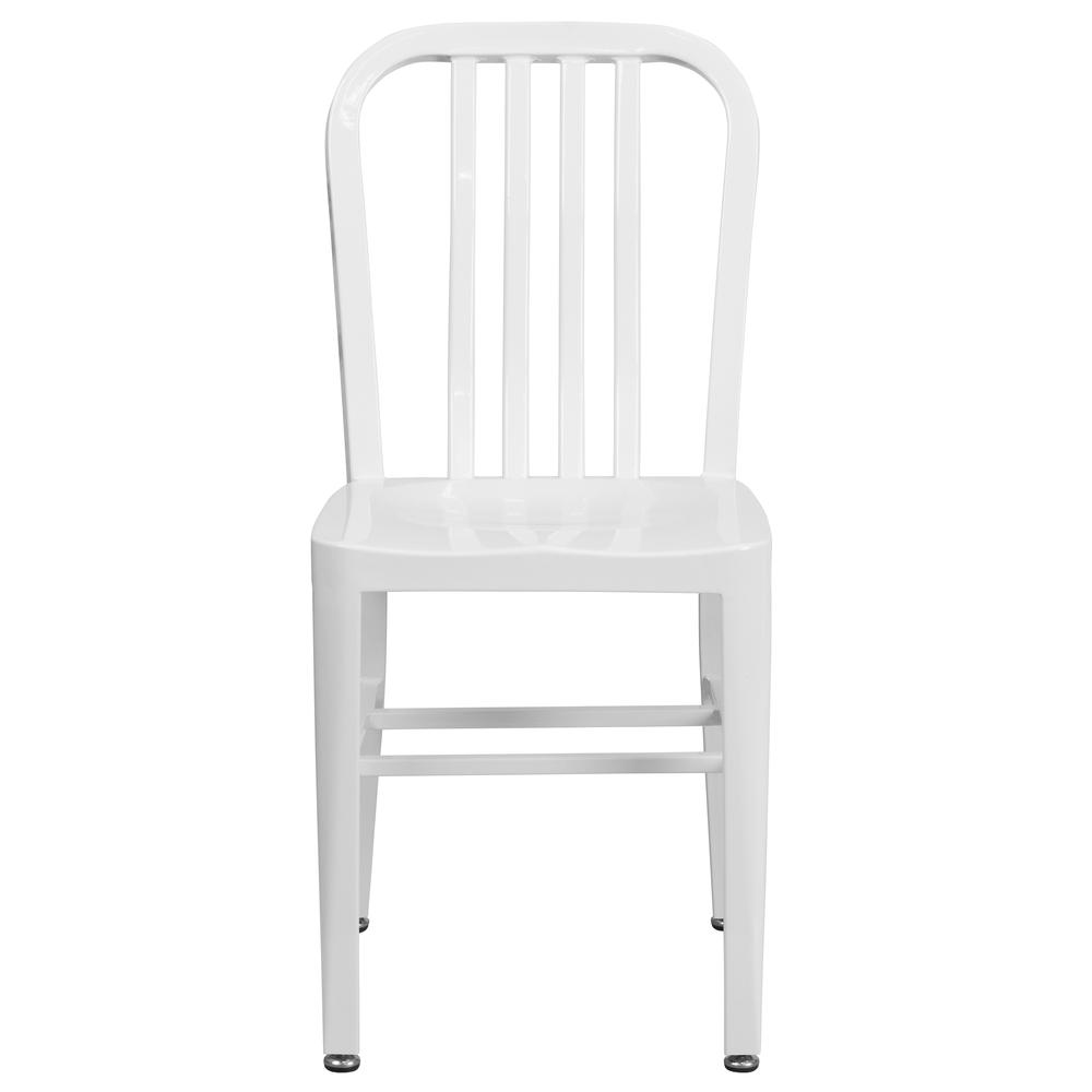Commercial Grade White Metal Indoor-Outdoor Chair. Picture 5