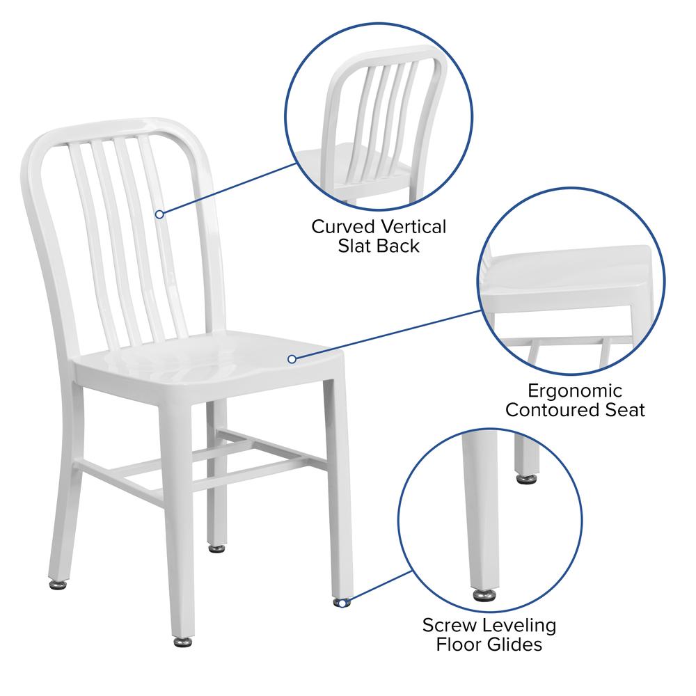 Commercial Grade White Metal Indoor-Outdoor Chair. Picture 6