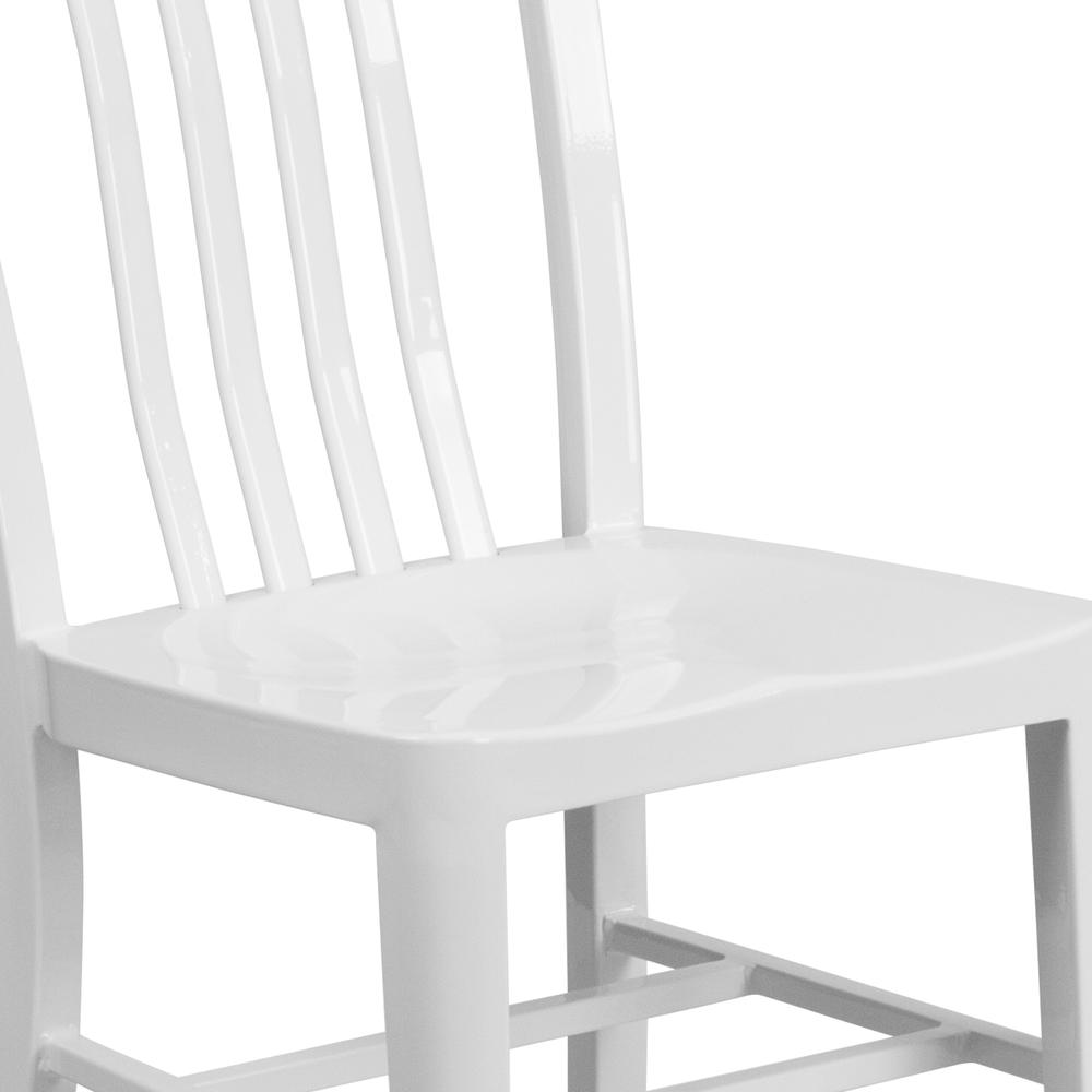 Commercial Grade White Metal Indoor-Outdoor Chair. Picture 7
