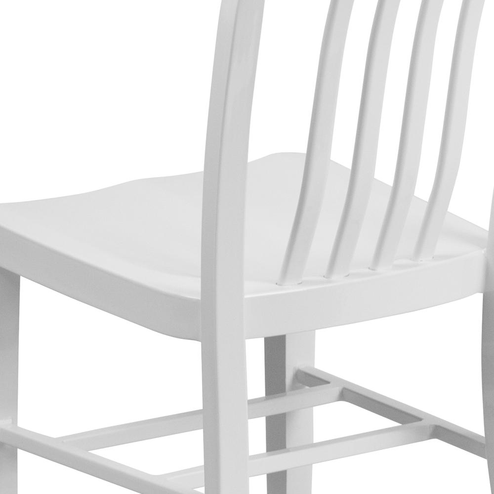 Commercial Grade White Metal Indoor-Outdoor Chair. Picture 8