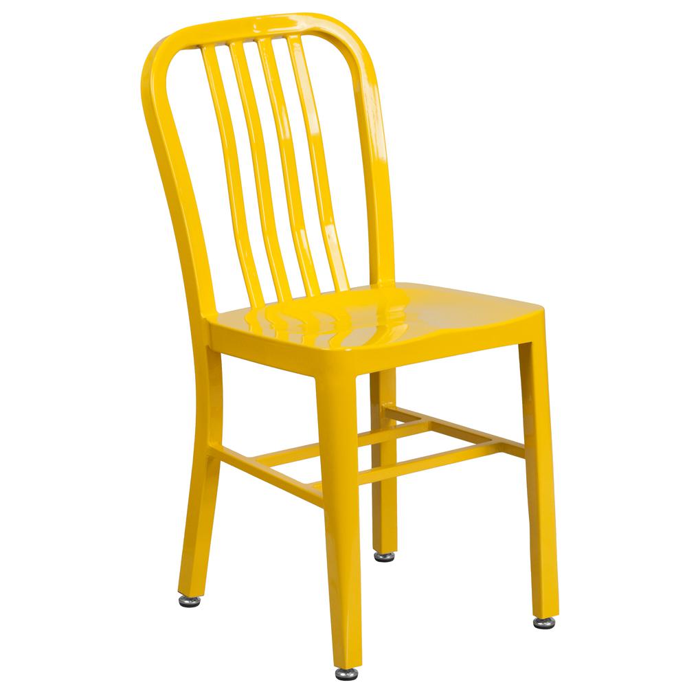 Commercial Grade Yellow Metal Indoor-Outdoor Chair. Picture 1