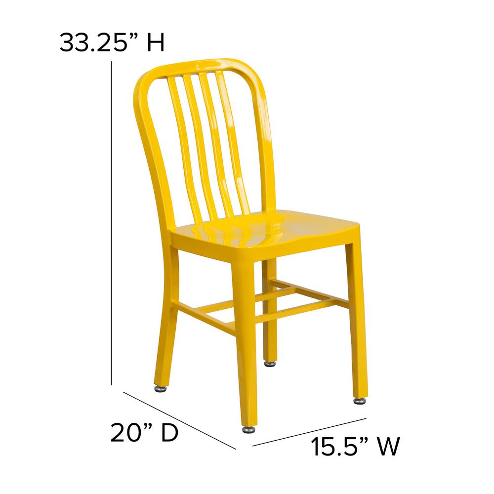 Commercial Grade Yellow Metal Indoor-Outdoor Chair. Picture 2