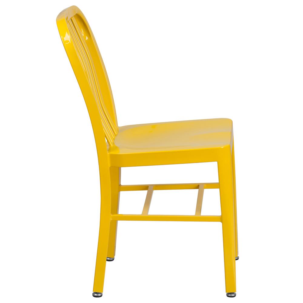 Commercial Grade Yellow Metal Indoor-Outdoor Chair. Picture 3