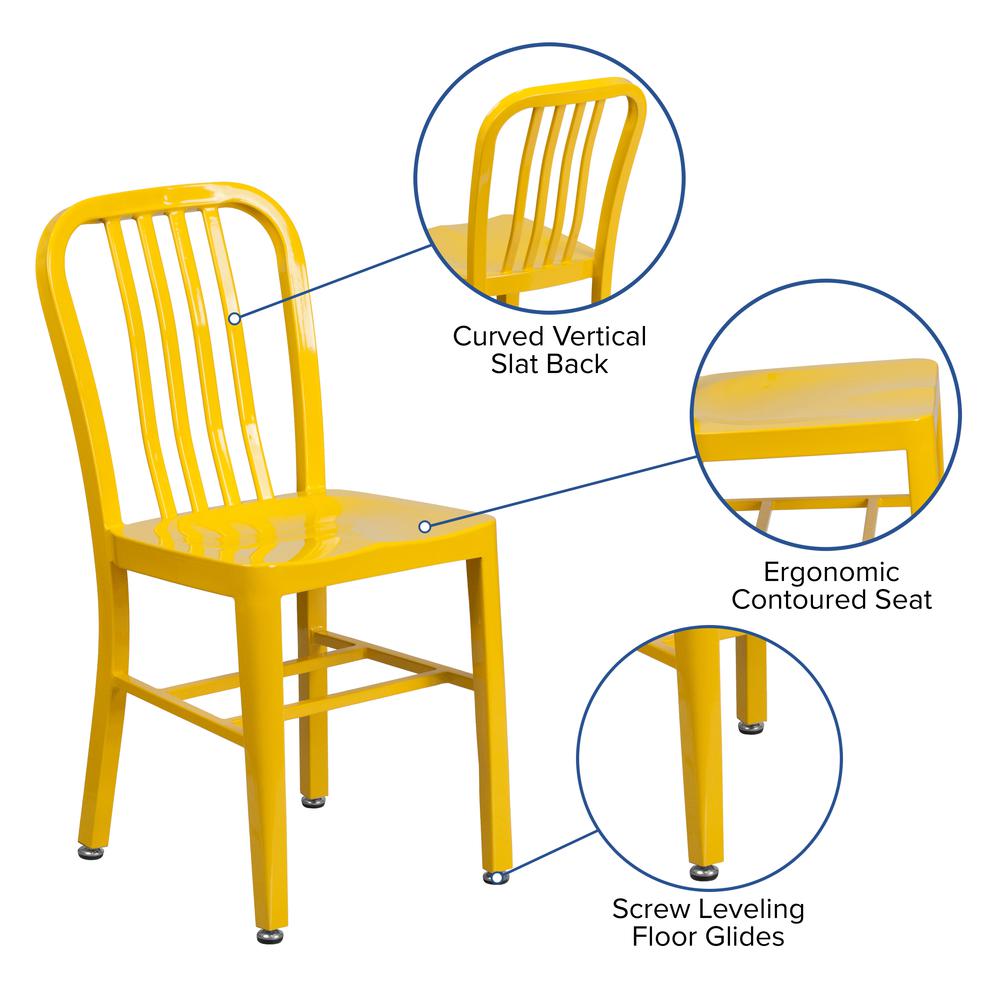Commercial Grade Yellow Metal Indoor-Outdoor Chair. Picture 6