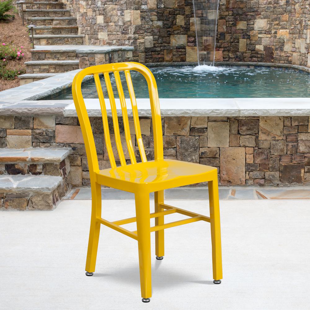 Commercial Grade Yellow Metal Indoor-Outdoor Chair. Picture 9