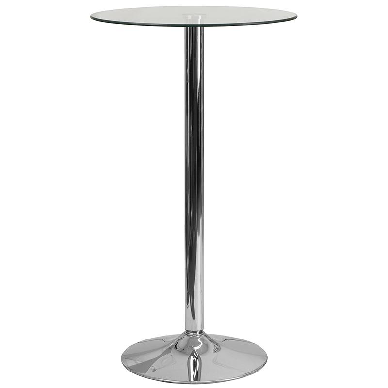 23.5'' Round Glass Table with 35.5''H Chrome Base. Picture 2