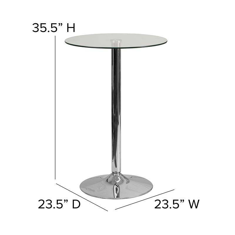 23.5'' Round Glass Table with 35.5''H Chrome Base. Picture 6