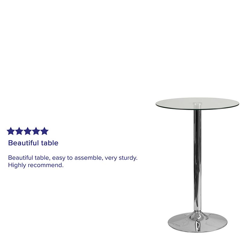 23.5'' Round Glass Table with 35.5''H Chrome Base. Picture 4