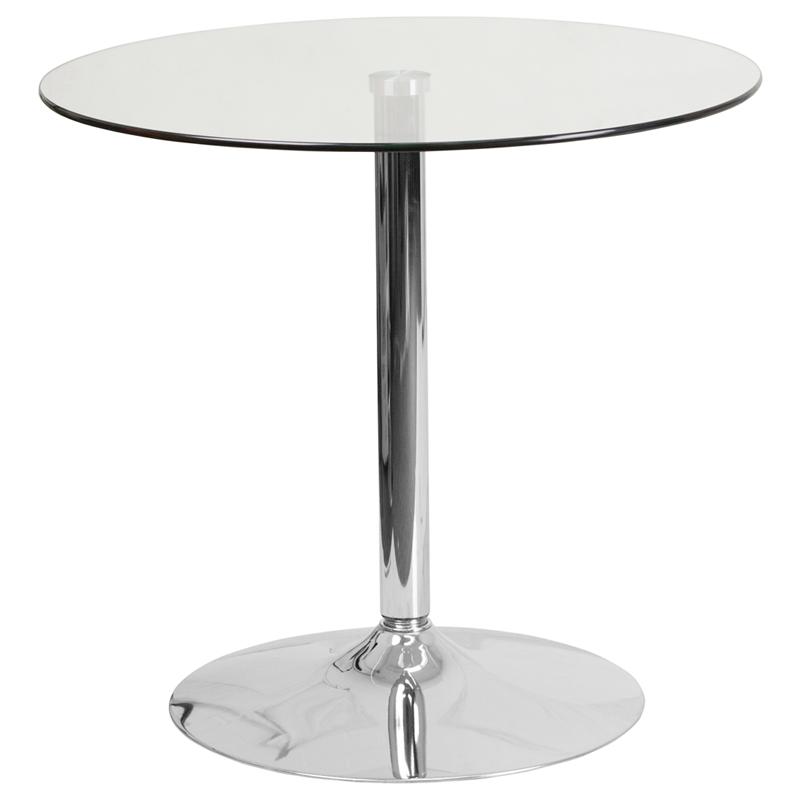 31.5'' Round Glass Table with 29''H Chrome Base. Picture 2