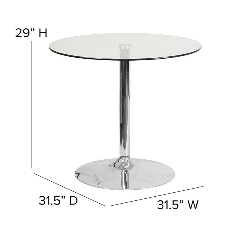 31.5'' Round Glass Table with 29''H Chrome Base. Picture 6