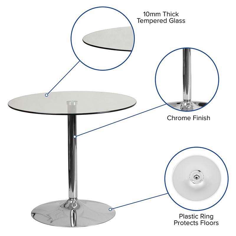 31.5'' Round Glass Table with 29''H Chrome Base. Picture 5