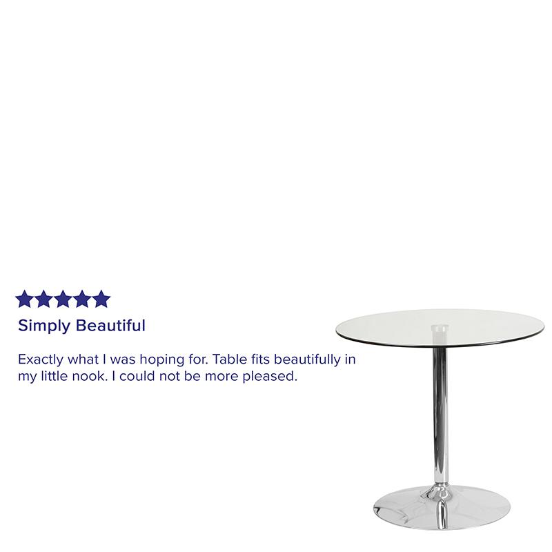 31.5'' Round Glass Table with 29''H Chrome Base. Picture 4
