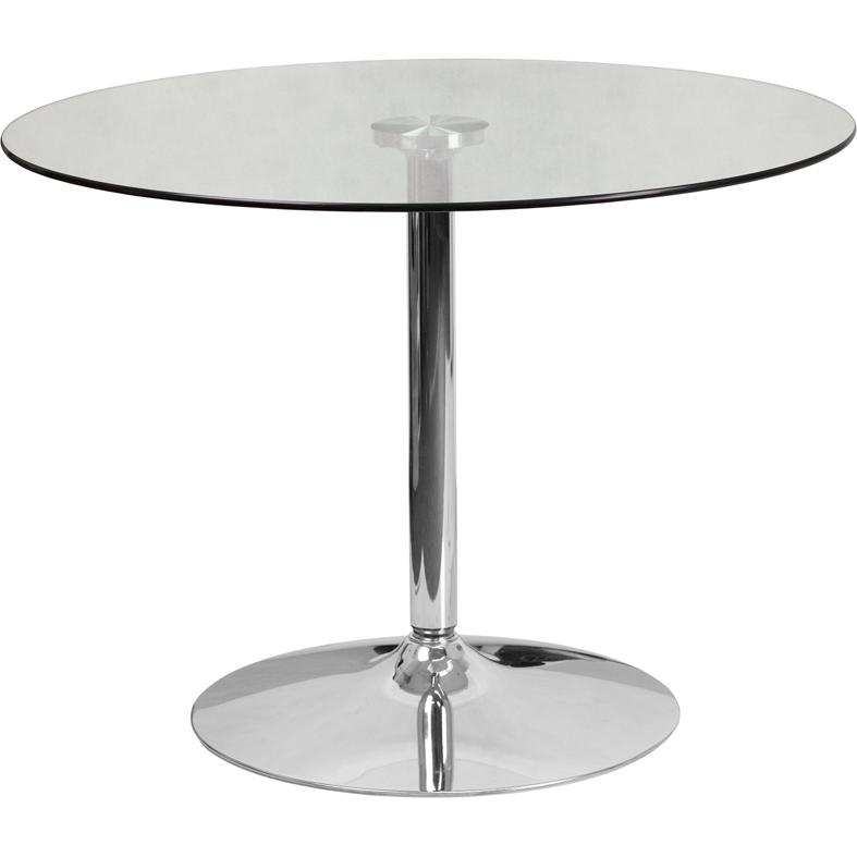39.25'' Round Glass Table with 29''H Chrome Base. Picture 1