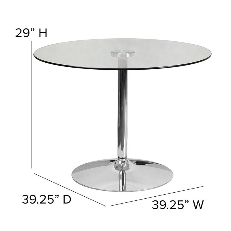 39.25'' Round Glass Table with 29''H Chrome Base. Picture 6