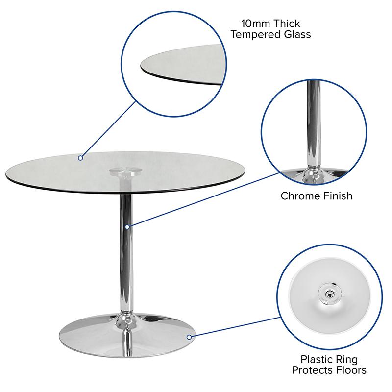 39.25'' Round Glass Table with 29''H Chrome Base. Picture 5