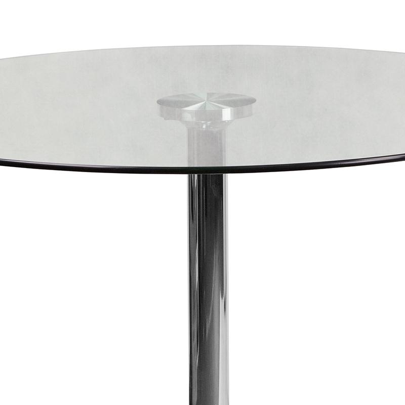 39.25'' Round Glass Table with 29''H Chrome Base. Picture 8