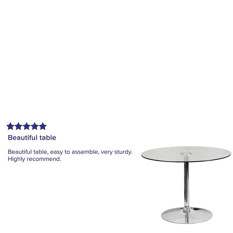 39.25'' Round Glass Table with 29''H Chrome Base. Picture 4