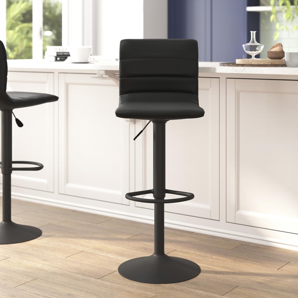 Contemporary Adjustable Height Stool with Pedestal Base. Picture 4