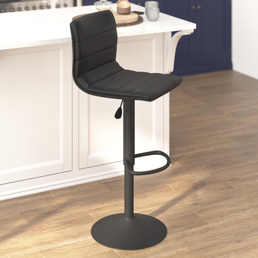 Contemporary Adjustable Height Stool with Pedestal Base. Picture 8