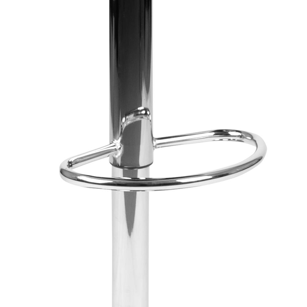 Modern Black Vinyl Adjustable Bar Stool with Back, Counter Height Swivel Stool with Chrome Pedestal Base. Picture 8