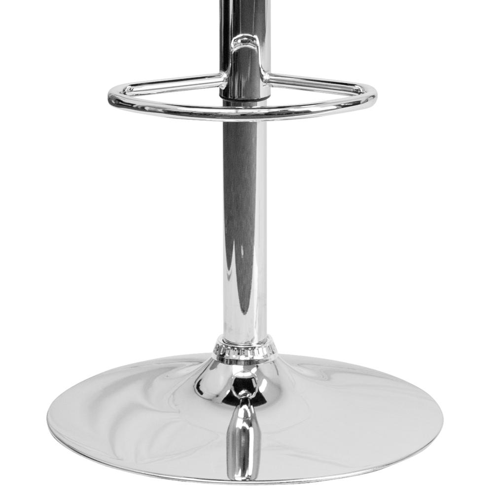 Modern White Vinyl Adjustable Bar Stool with Back, Counter Height Swivel Stool with Chrome Pedestal Base. Picture 8