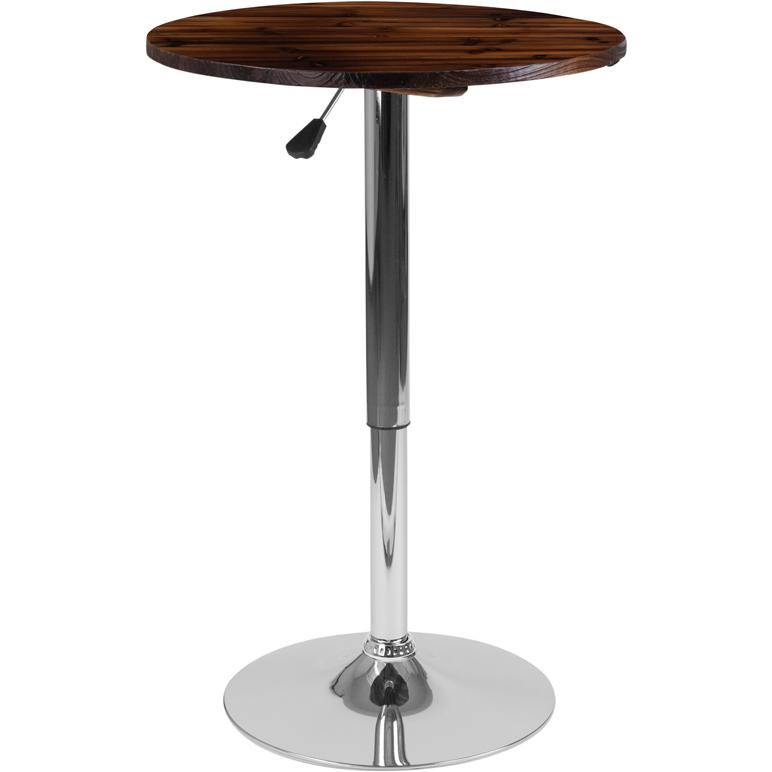 23.5'' Round Adjustable Height Rustic Pine Wood Table (Adjustable Range 26.25'' - 35.5''). Picture 2