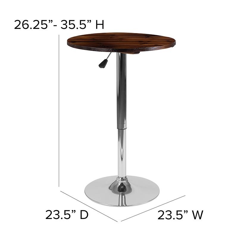 23.5'' Round Adjustable Height Rustic Pine Wood Table (Adjustable Range 26.25'' - 35.5''). Picture 5