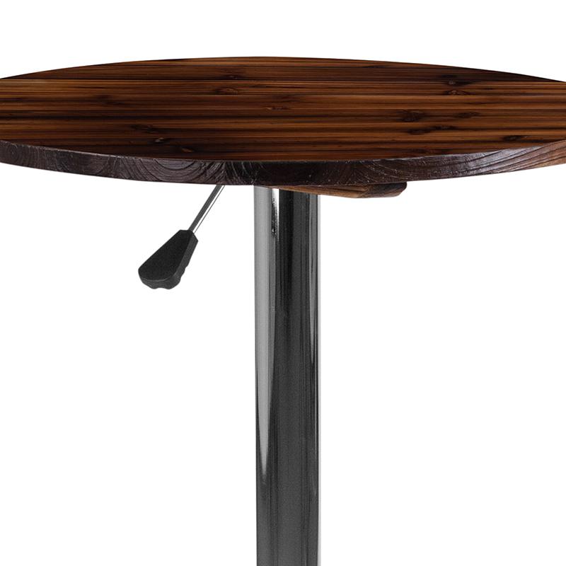 23.5'' Round Adjustable Height Rustic Pine Wood Table (Adjustable Range 26.25'' - 35.5''). Picture 6