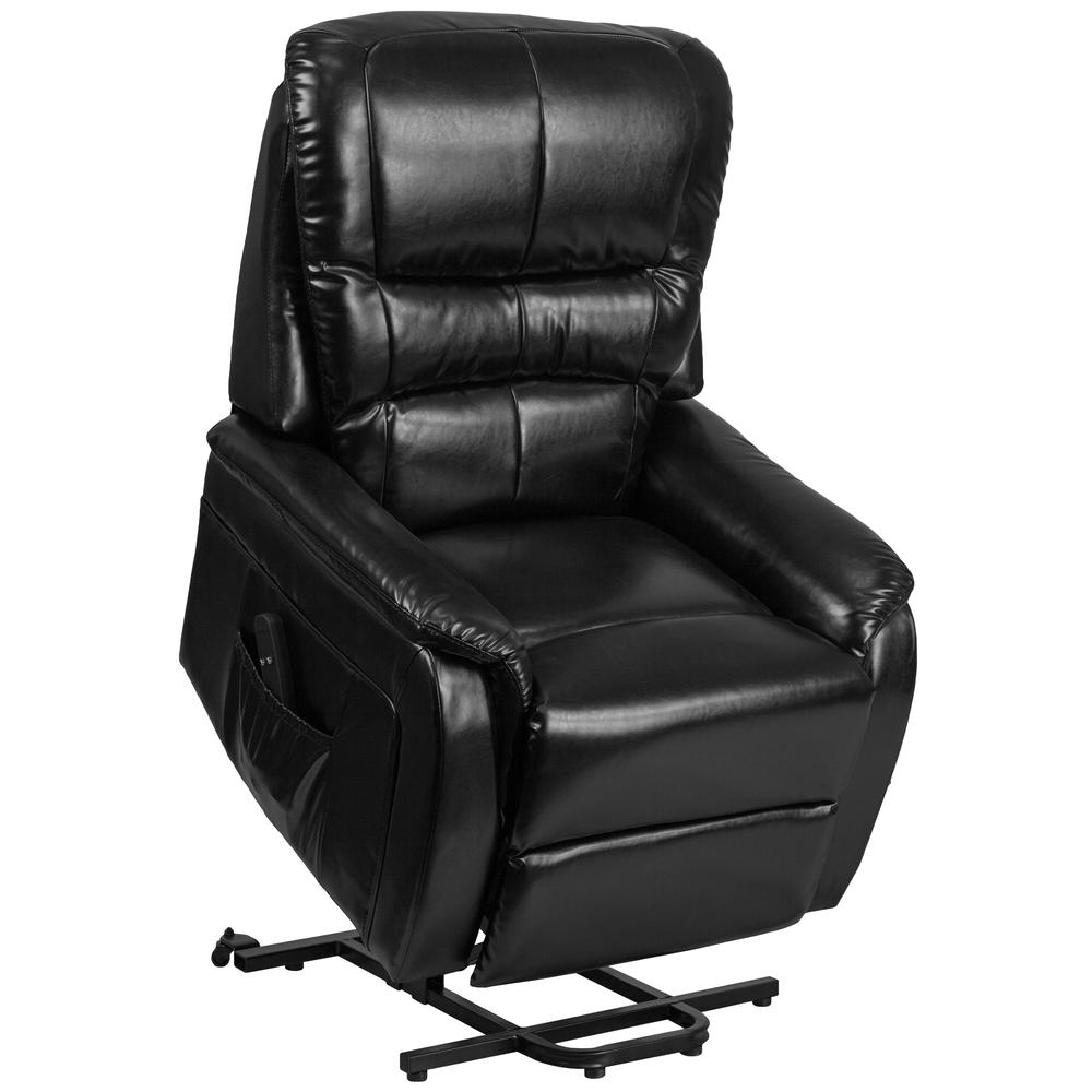 Black LeatherSoft Remote Powered Lift Recliner for Elderly. Picture 1