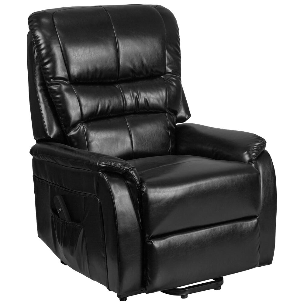Black LeatherSoft Remote Powered Lift Recliner for Elderly. Picture 2