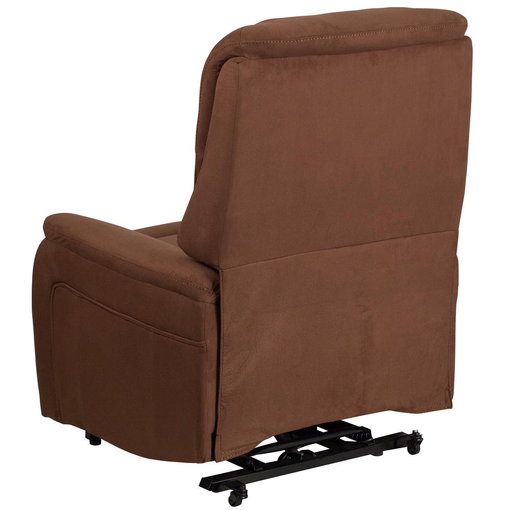 Brown Microfiber Remote Powered Lift Recliner for Elderly. Picture 3