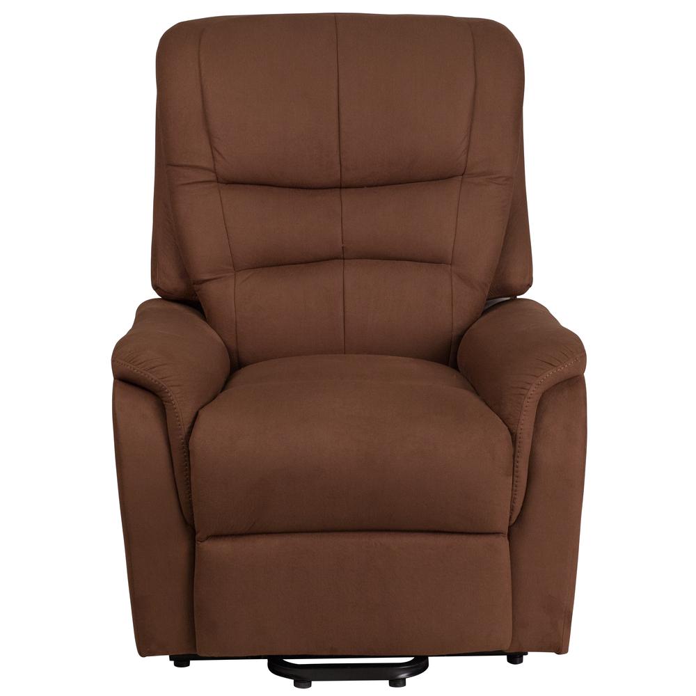 Brown Microfiber Remote Powered Lift Recliner for Elderly. Picture 4