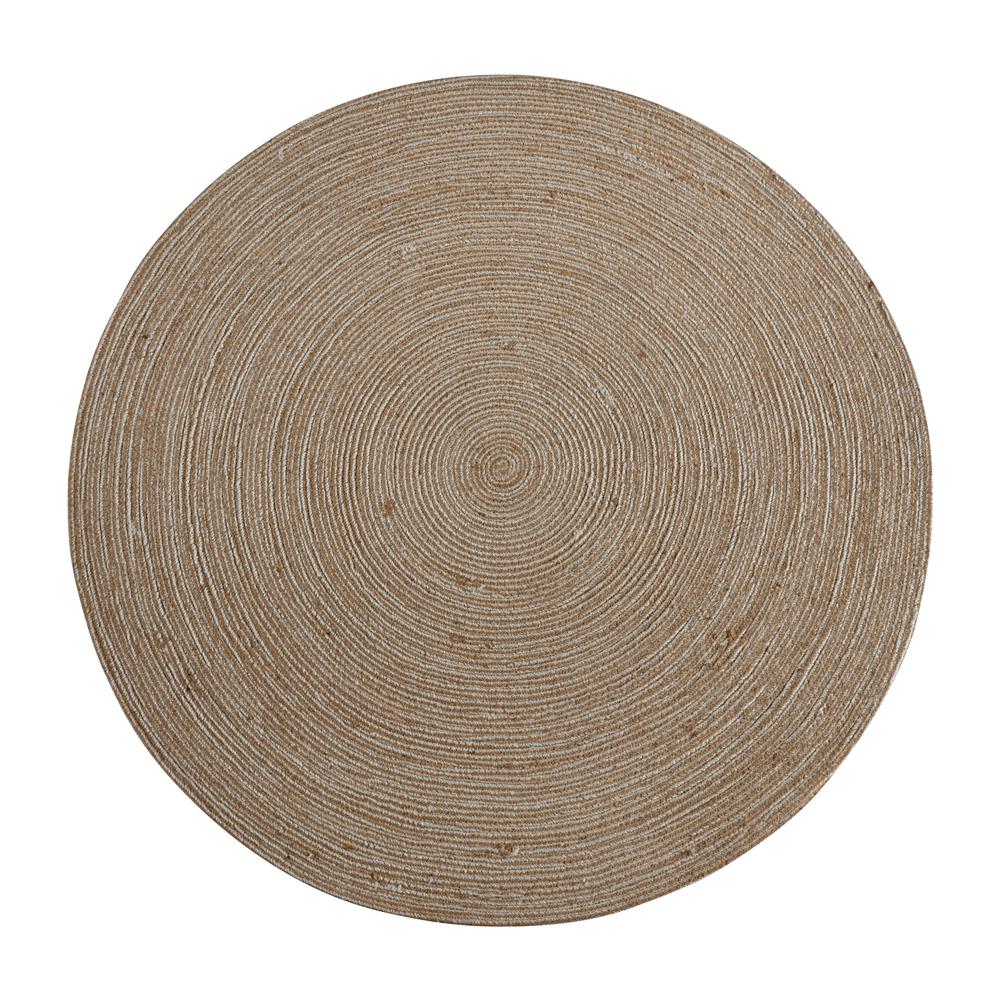 4 Foot Round Braided Design Natural Jute and Polyester Blend Indoor Area Rug. Picture 2