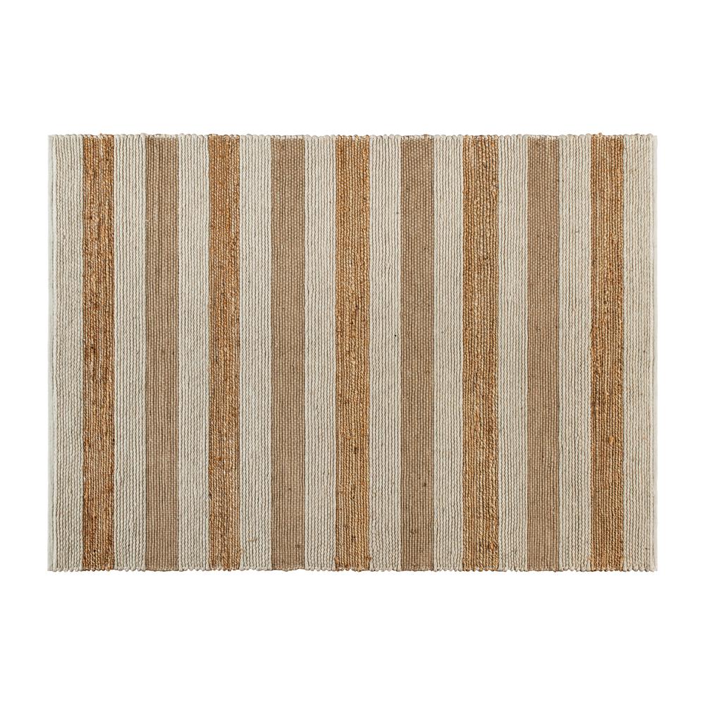 5' x 7' Handwoven Striped Jute Blend Area Rug in Natural Tones. Picture 2