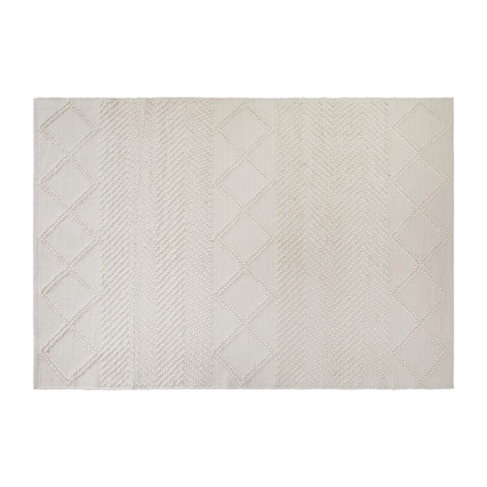 5' x 7' Ivory, White Geometric Design Handwoven Area Rug. Picture 2