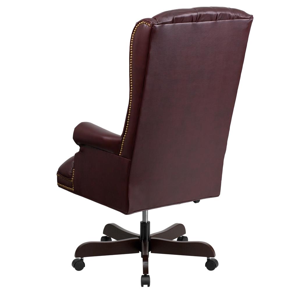 High Back Traditional Fully Tufted Burgundy Leathersoft Executive