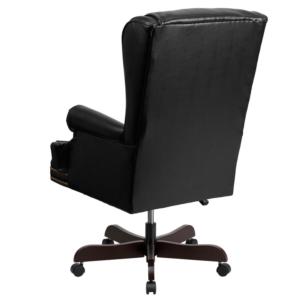 High Back Traditional Tufted Black LeatherSoft Executive Ergonomic Office Chair with Oversized Headrest & Arms. Picture 3